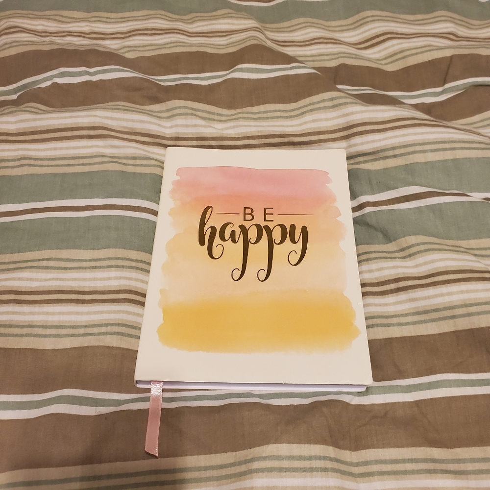NEW Be Happy Journal 6x8 with place holder ribbon